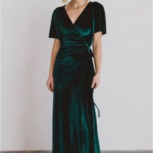 Baltic Born Velvet Green Wrap Dress S